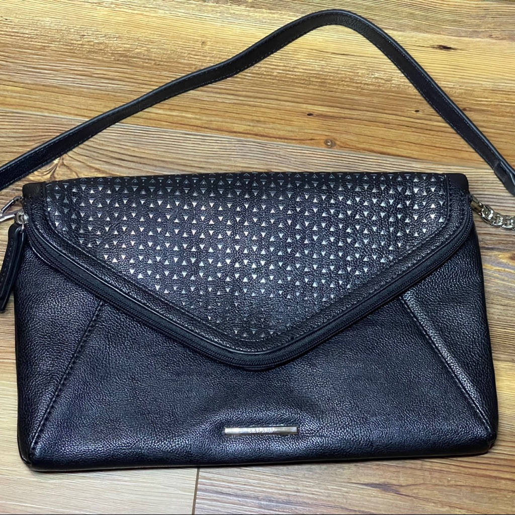 Nine West Matilda Teal Eyelet Clutch Shoulder Bag Black
